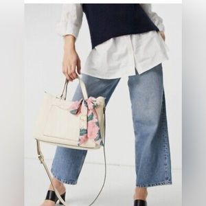 NWT Steve Madden B Parker Tote Bag in white with scarf twilly